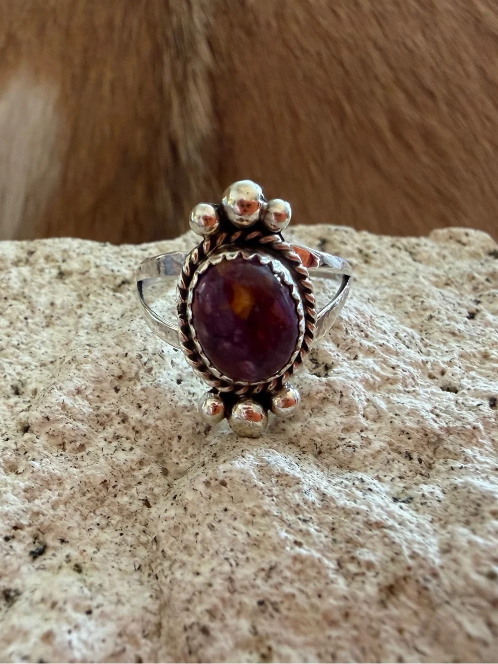 ❤️ Navajo Purple Spiny Oyster Sterling Silver Native American Size 7 Ring - Picture 11 of 15